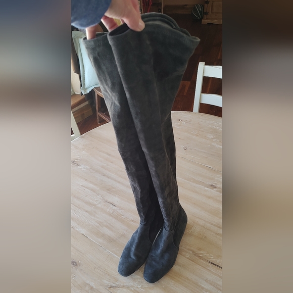 Parallele Paris France woman's thigh high gray suede leather boots UK 5 US 7 - Picture 16 of 16